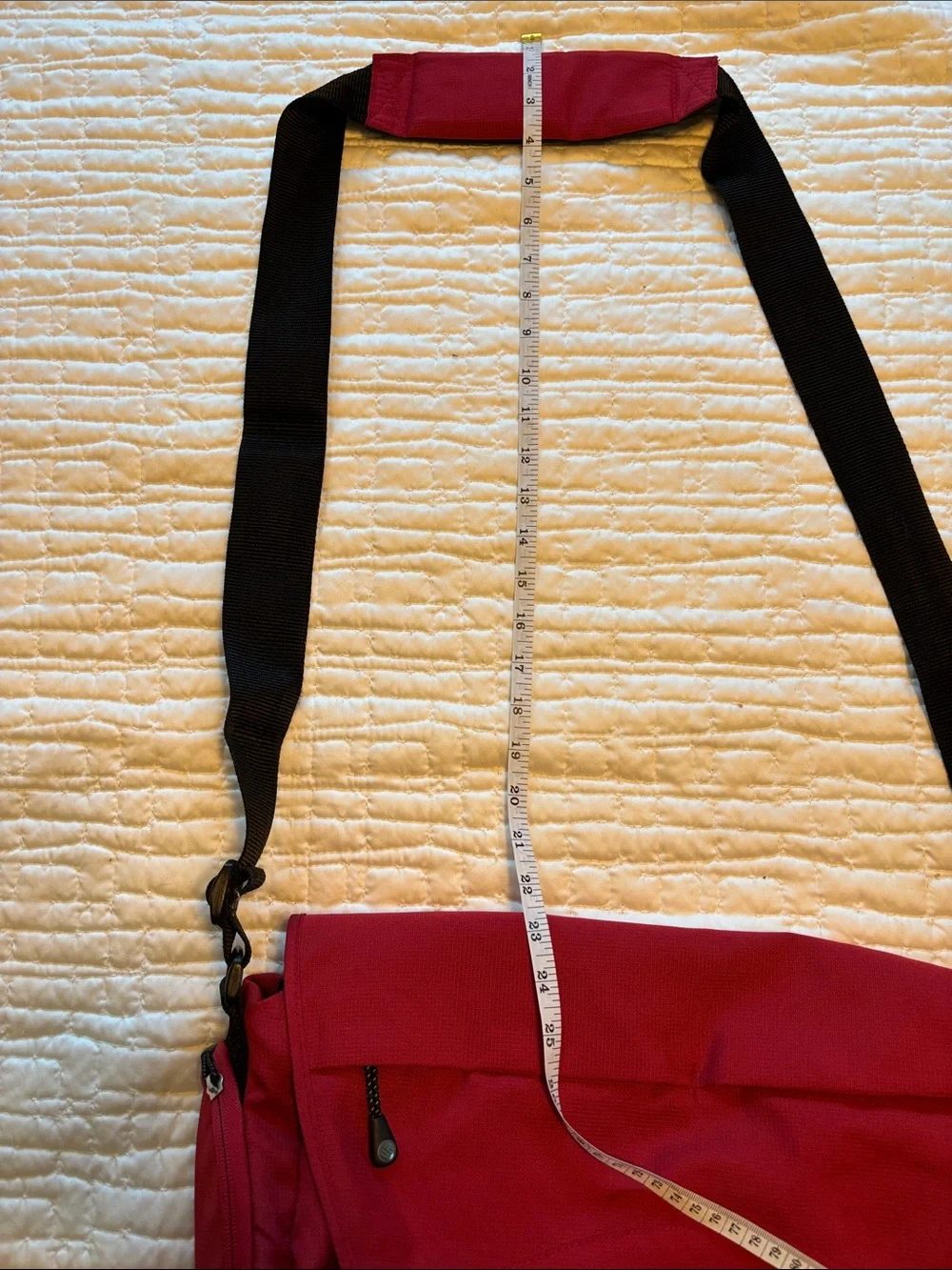 Columbia Red Baby Bag with Black Strap